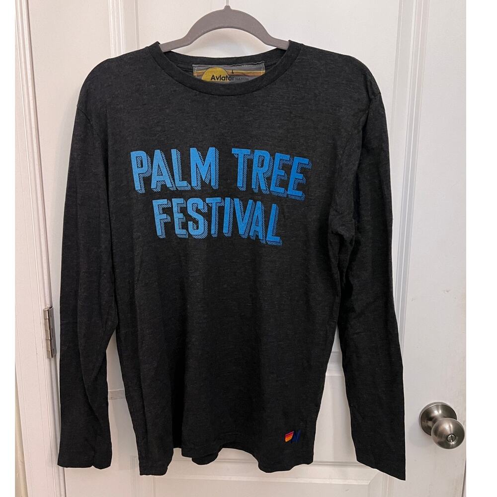 limited-edition Aviator Nation x Palm Tree Aspen Long Sleeve T Shirt Large Gray